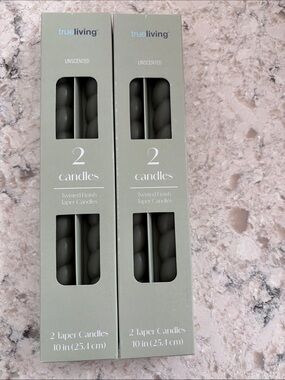 True Living Unscented Twisted Taper Candles — Olive Sage Green 10 inch